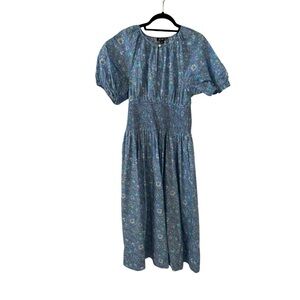 J Crew short sleeve smocked waist midi dress | size M